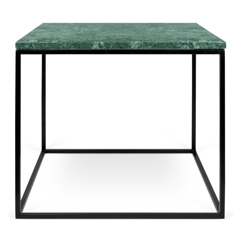 Zelený mramorový konferenční stolek s černými nohami TemaHome Gleam, 50 x 50 cm