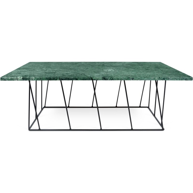 Zelený mramorový konferenční stolek s černými nohami TemaHome Helix, 75 x 120 cm