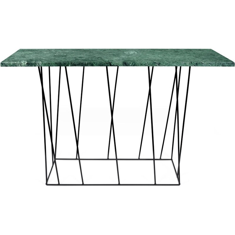 Bonami Zelený mramorový konzolový stolek s černými nohami TemaHome Helix, 40 x 120 cm