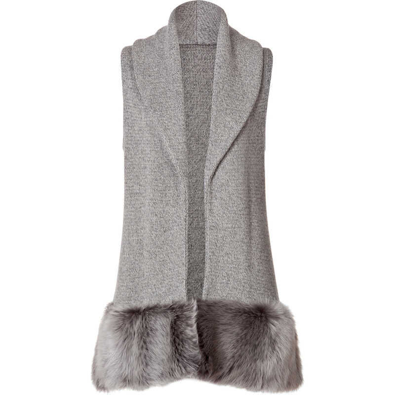 Ralph Lauren Collection Cashmere-Silk Vest with Shearling Trim