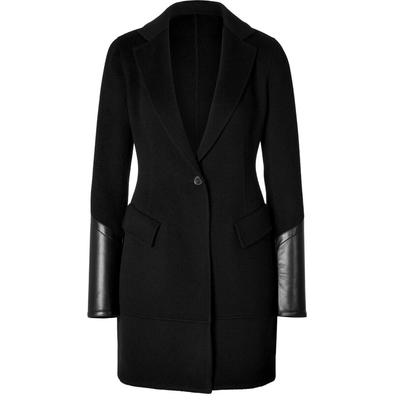 Donna Karan New York Cashmere Coat with Leather Cuffs