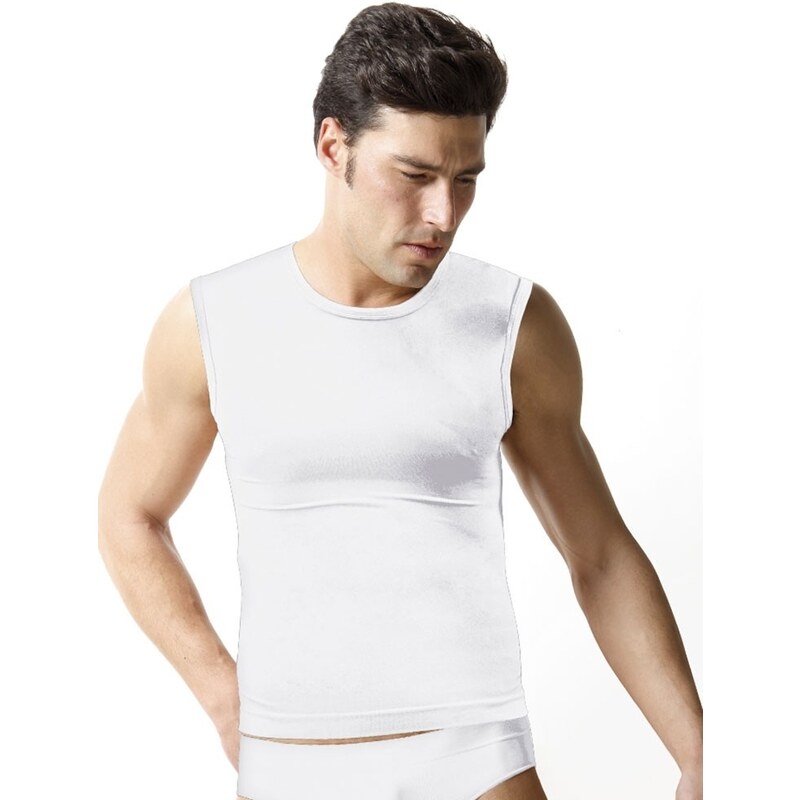 Pánské triko bezešvé T-shirt girocollo smanicata Intimidea Bílá