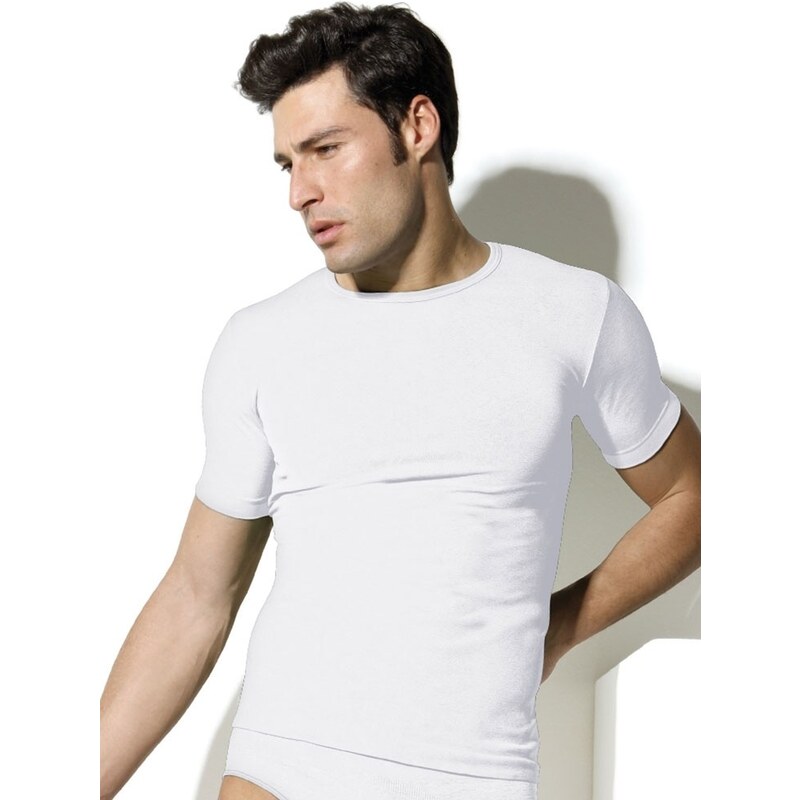 Pánské triko bezešvé T-shirt girocollo mezza manica Intimidea Bílá