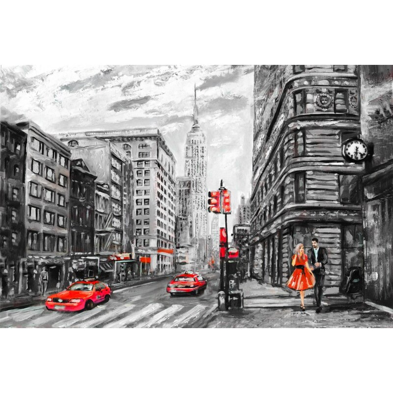 Malvis Obraz New York malovaný Red