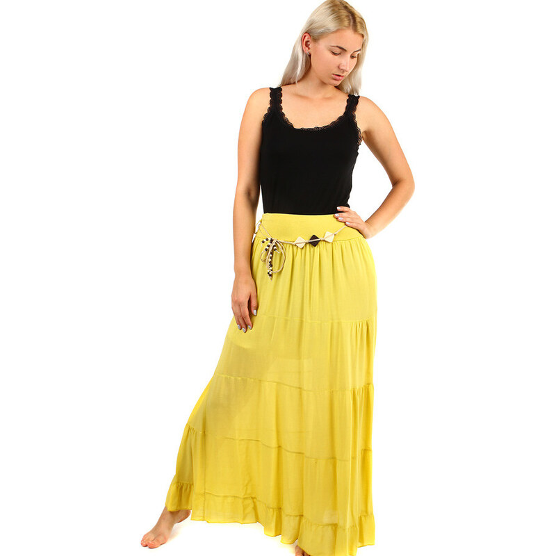 Glara Dlouhá dámská maxi sukně s elegantním páskem 115716252