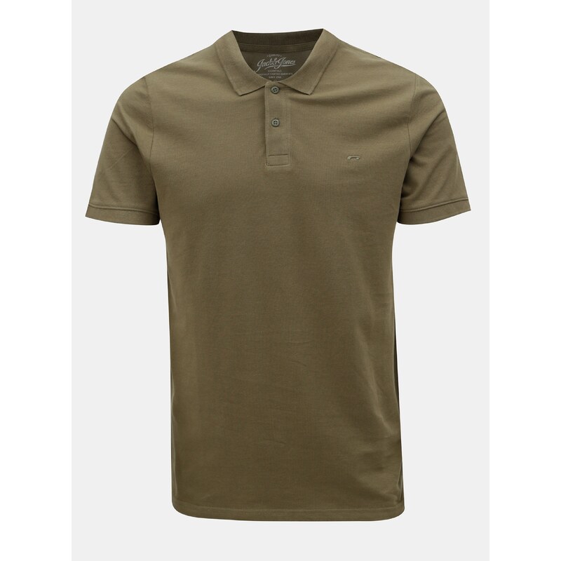 Khaki polo tričko Jack & Jones - Pánské