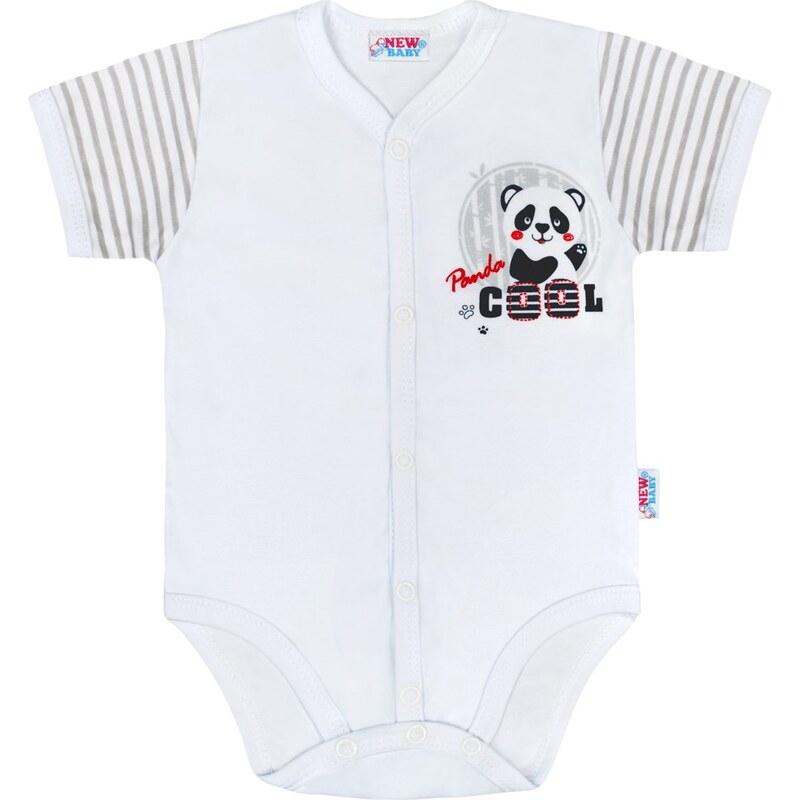 Kojenecké celorozepínací body s krátkým rukávem New Baby Panda