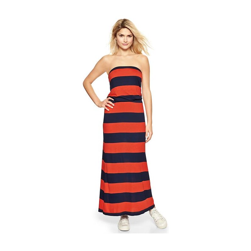 Gap Stripe Strapless Maxi Dress - Red stripe