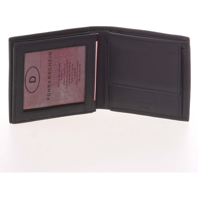 Pánská kožená volná černá peněženka - Delami 8222 černá