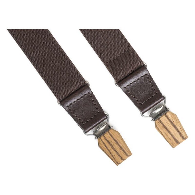 Kožené šle Dolor Suspenders BeWooden s dřevěnými detaily