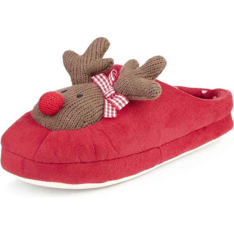 Marks and Spencer M&S Collection Knitted Reindeer Mule Slippers