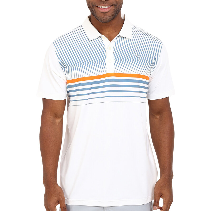 Puma golf Puma Surface Stripe pánské golfové tričko bílé