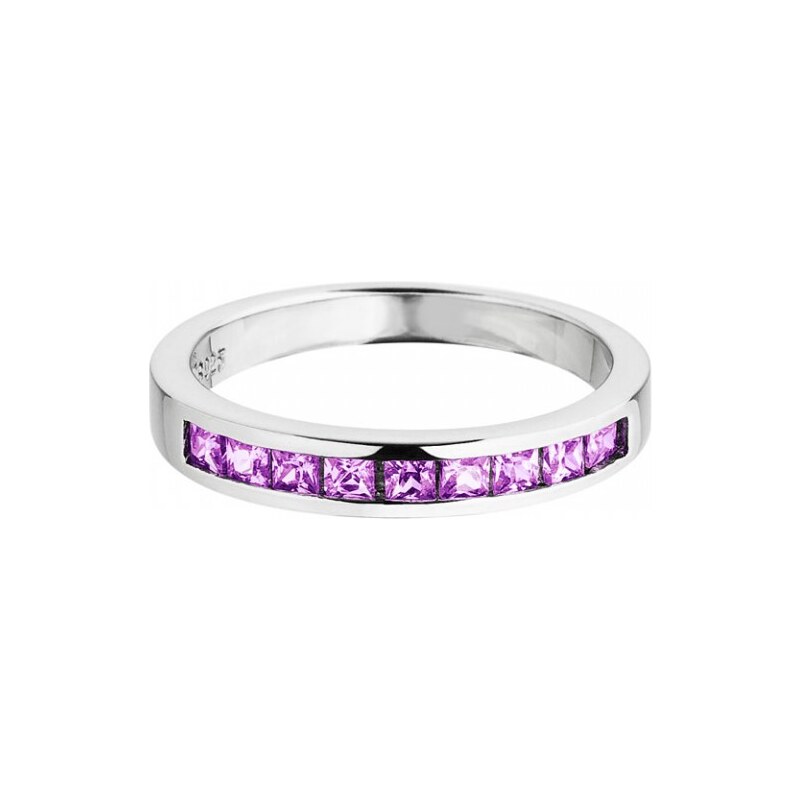 Stříbrný prsten Créativité s kubickou zirkonií Preciosa, fialový, jednostranný