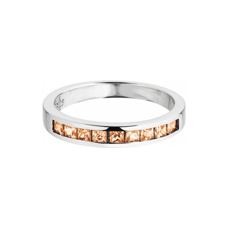 Stříbrný prsten Créativité s kubickou zirkonií Preciosa, oranžový, jednostranný