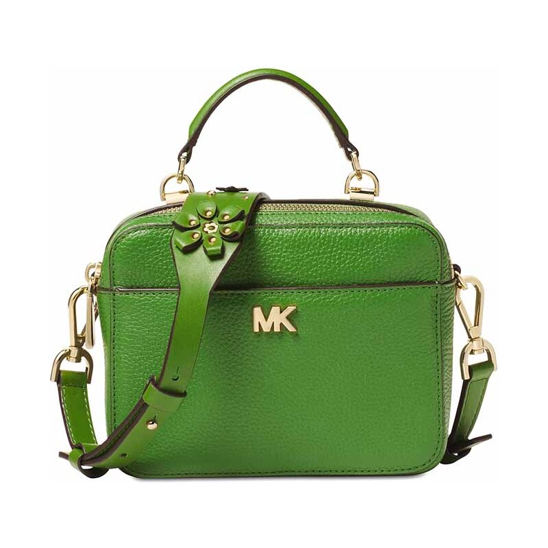 Michael Kors kožená mini crossbody kabelka guitar strap green