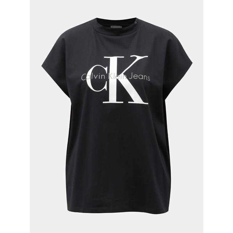 Černé dámské oversize tričko s potiskem Calvin Klein Jeans - GLAMI.cz