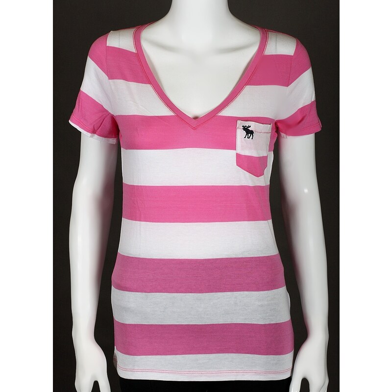 Abercrombie & Fitch dámské tričko pruhované pink/white