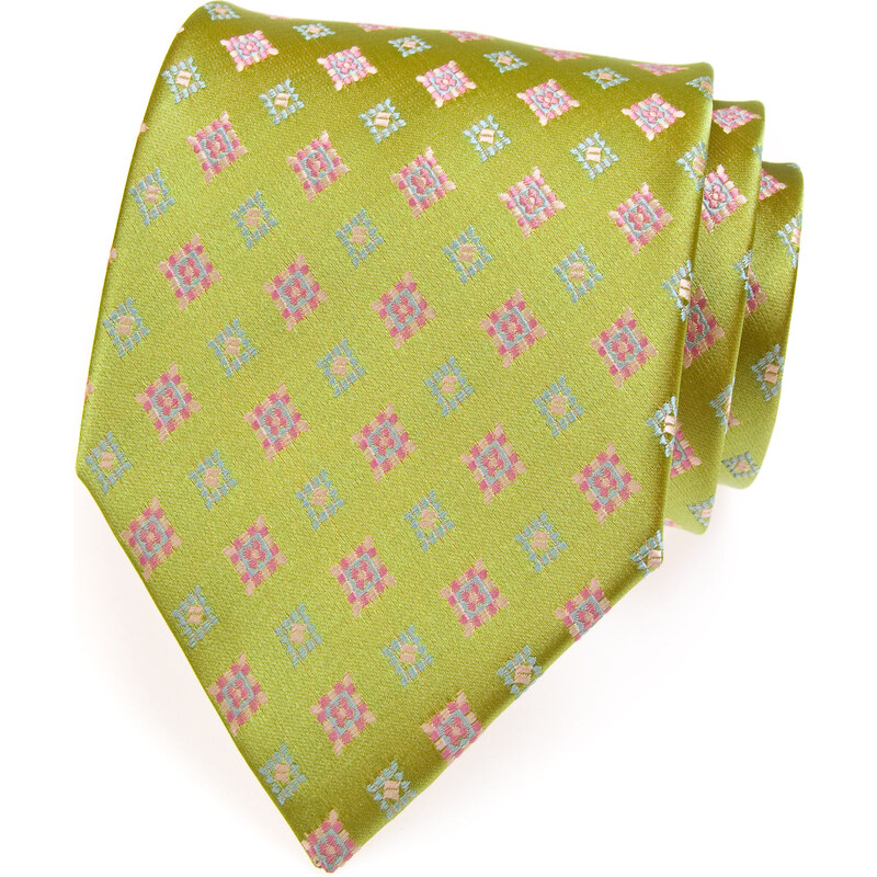 Avantgard Světle zelená kravata s barevnými kosočtverci