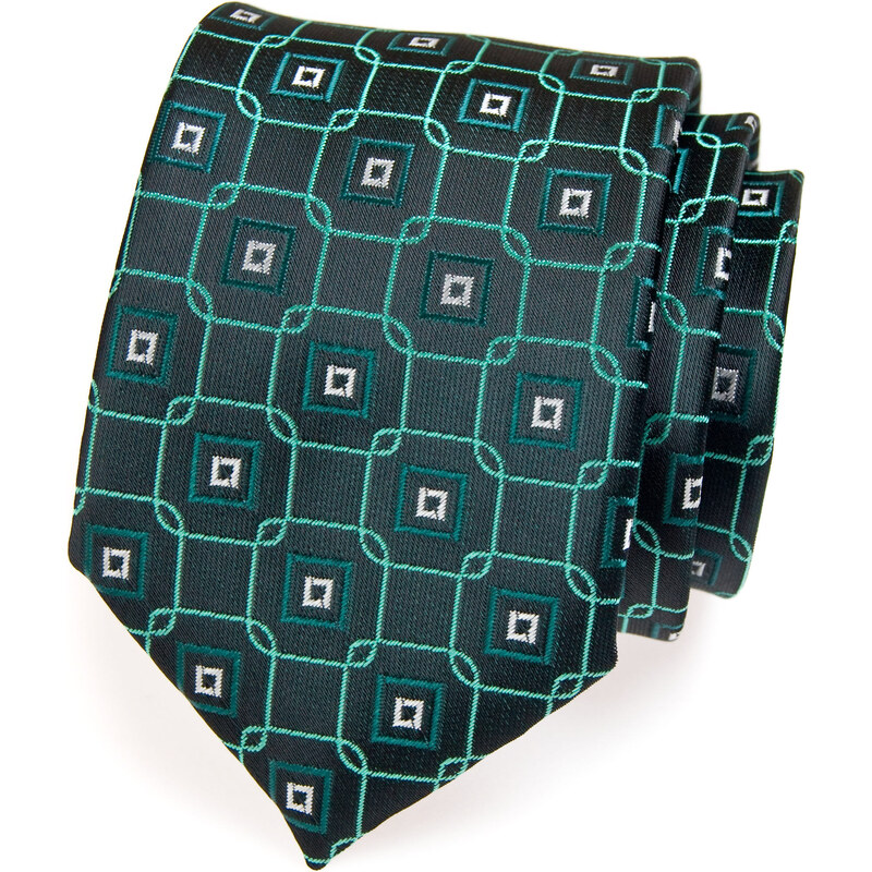 Avantgard Tmavě zelená kravata s kostkovaným vzorem