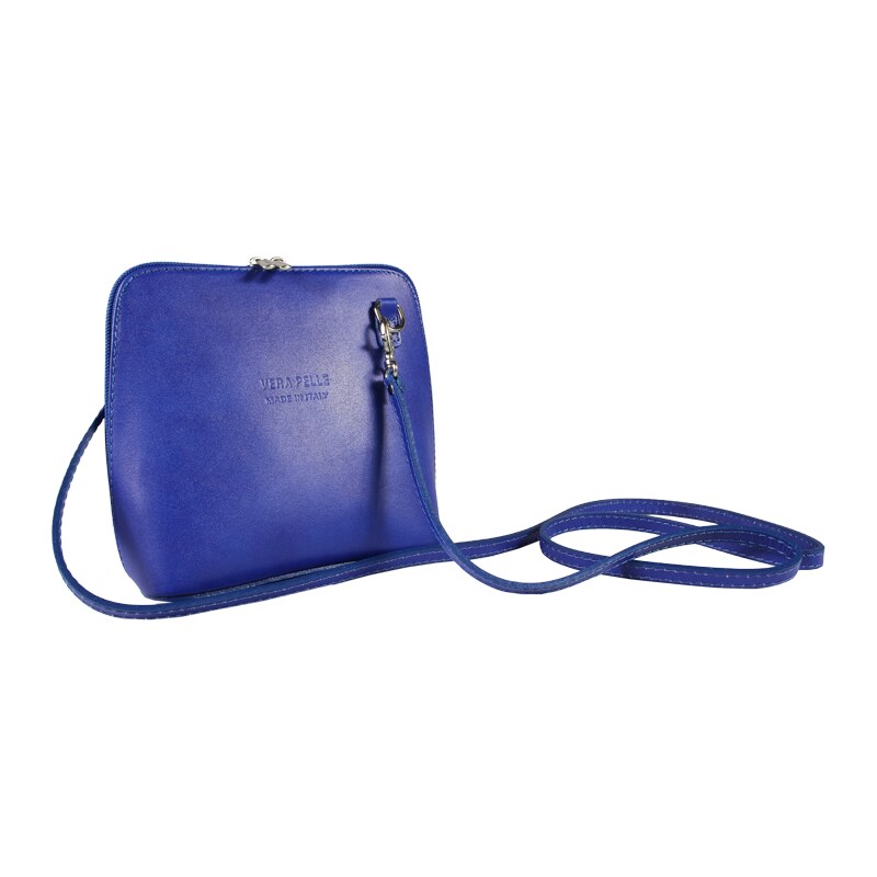Modrá kožená italská crossbody kabelka Grana Azzura Scura