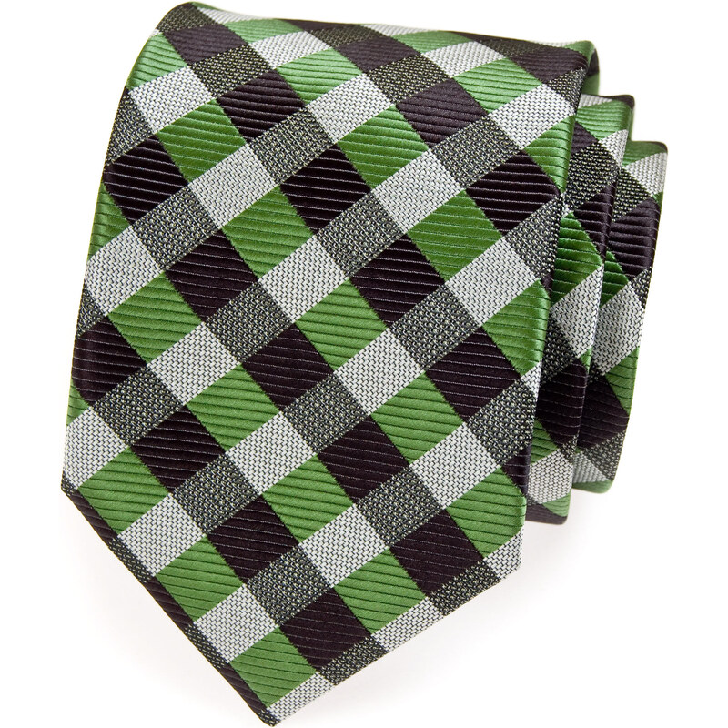 Avantgard Zelená károvaná kravata