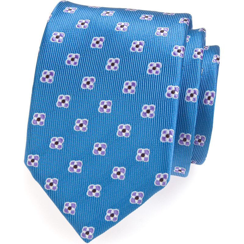 Avantgard Světle modrá kravata s květovaným vzorem
