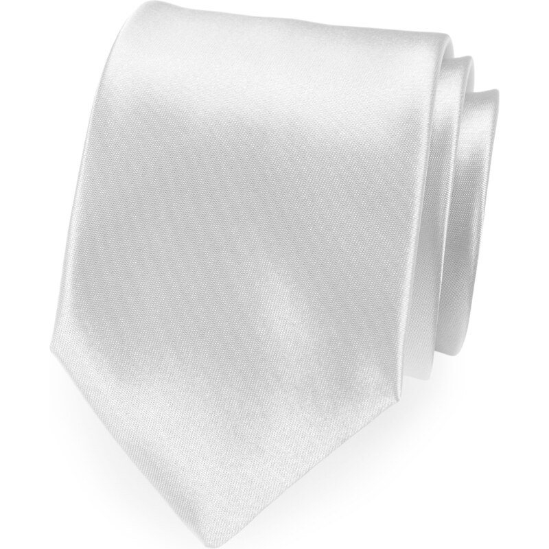 Avantgard Bílá luxusní jemně lesklá jednobarevná kravata