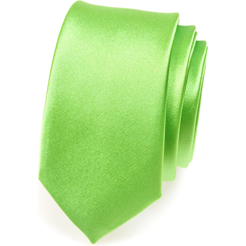 Avantgard Velmi světle zelená jemně lesklá SLIM kravata