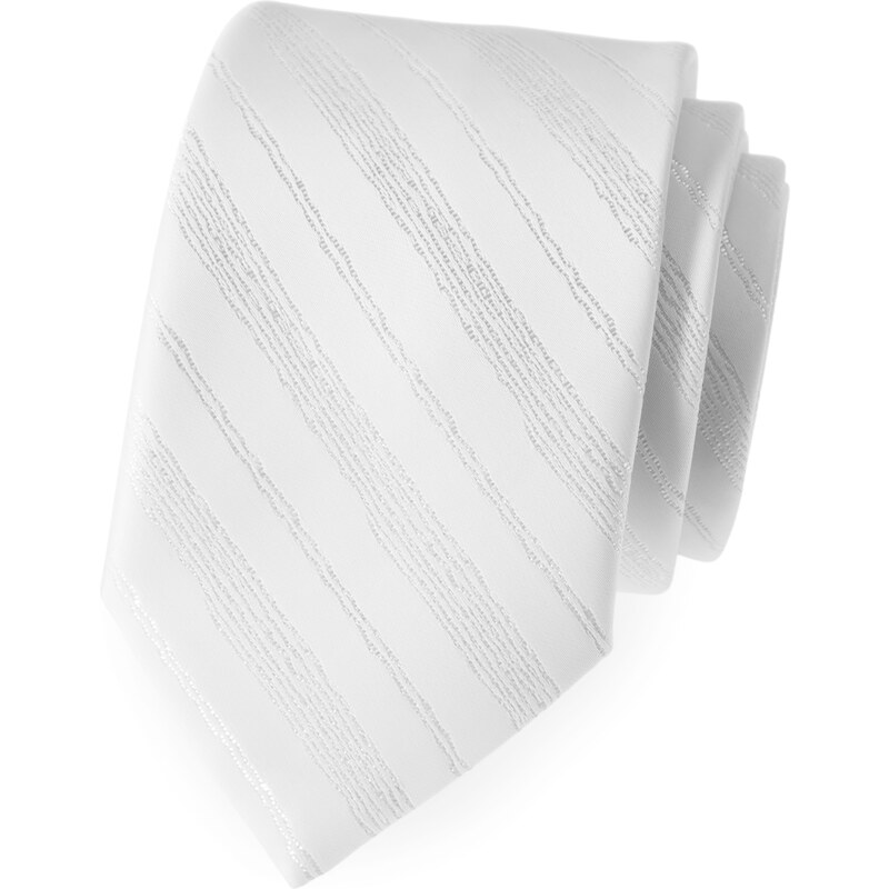 Avantgard Bílá luxusní kravata s tenkými nenápadnými proužky