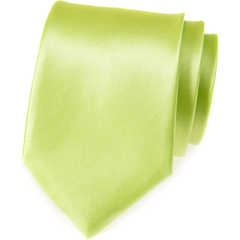 Avantgard Zářivě limetková jednobarevná lesklá kravata