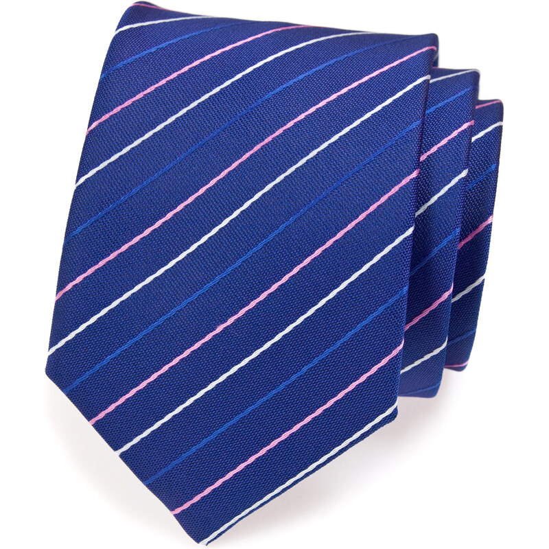 Avantgard Modrá kravata s barevnými proužky