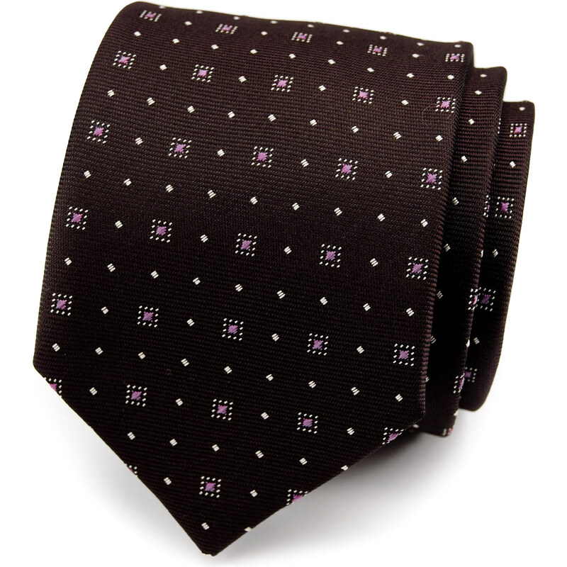 Avantgard Černá kravata s puntíky a čtverci_