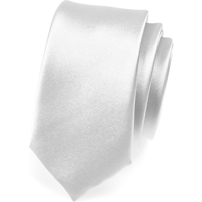 Avantgard Stříbrná jednobarevná jemně lesklá SLIM kravata