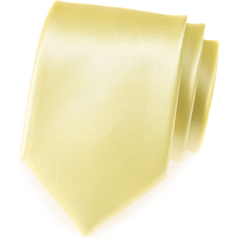 Avantgard Světle žlutá jednobarevná lesklá kravata