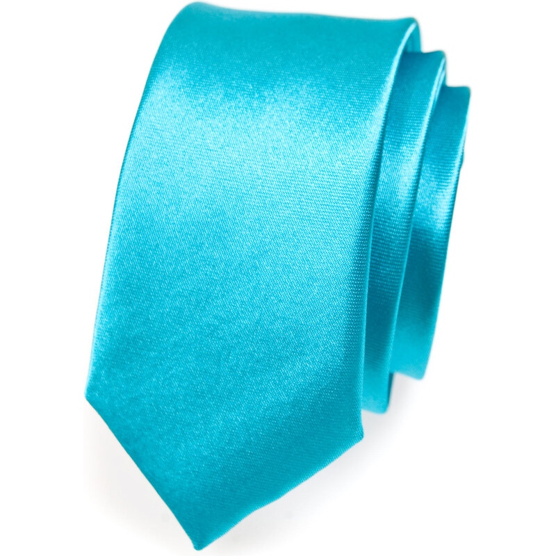 Avantgard Zářivě tyrkysová jemně lesklá SLIM kravata