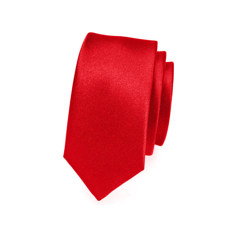 Avantgard Zářivě červená slim kravata