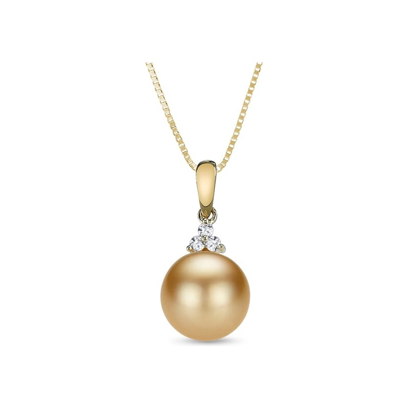 Zlatý náhrdelník se zlatou perlou jižního Pacifiku a diamanty KLENOTA je3167