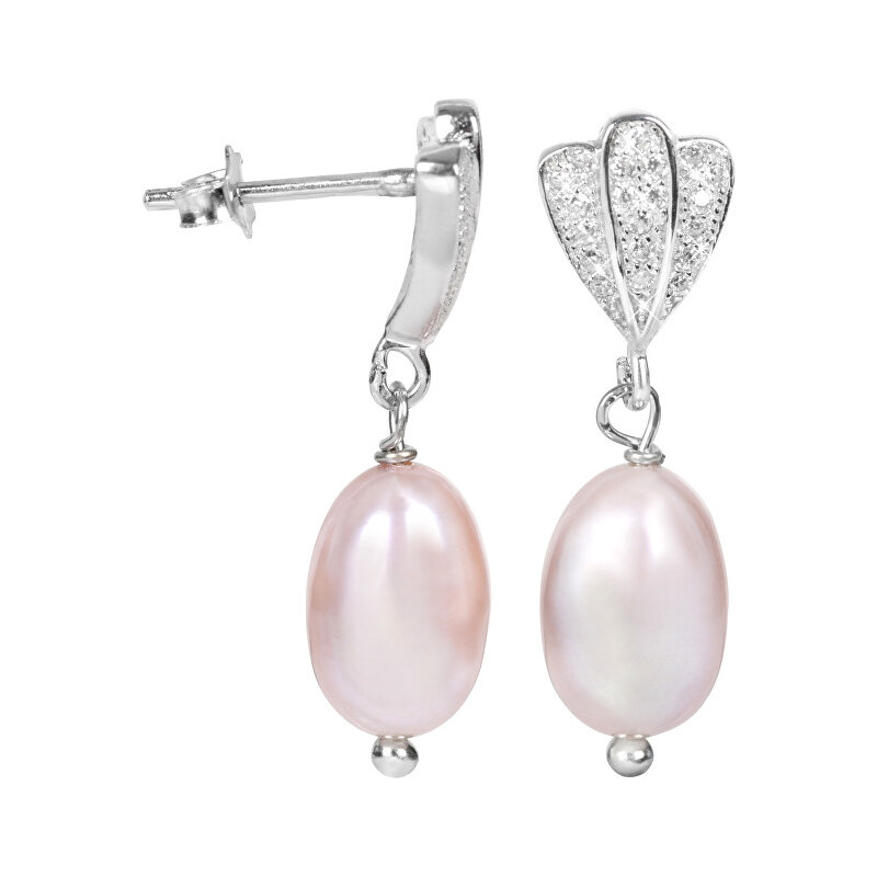 JwL Luxury Pearls Perlové náušnice s růžovou pravou perlou JL0112