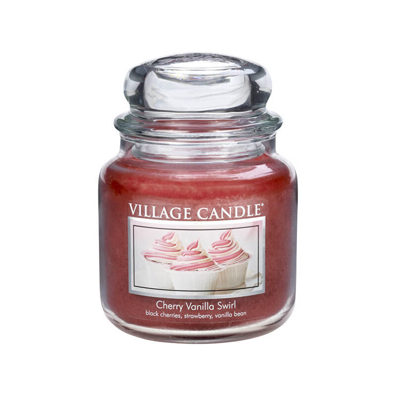 Village Candle Vonná svíčka ve skle Višeň a vanilka (Cherry Vanilla Swirl) 397 g