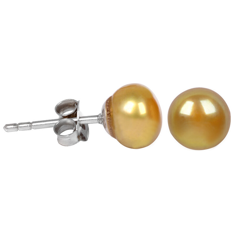 JwL Luxury Pearls Stříbrné náušnice s pravou zlatou perlou JL0222