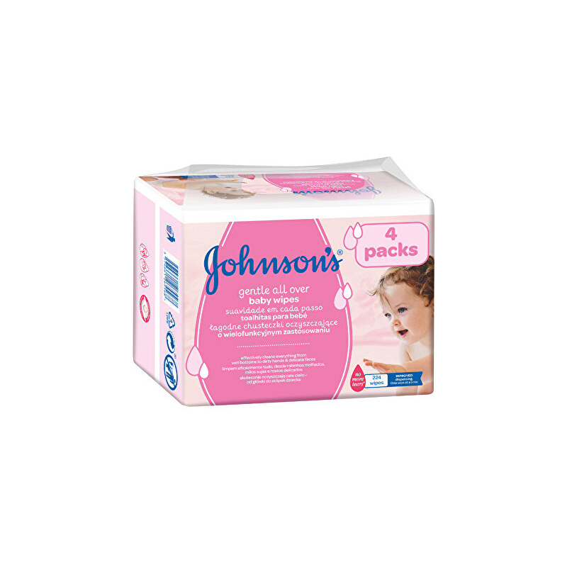 JOHNSON`S Baby Vlhčené ubrousky Baby Gentle Cleansing 4 x 56 ks