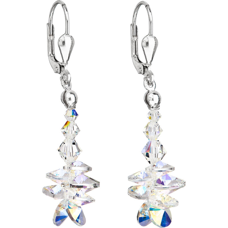 Stříbrné náušnice visací s krystaly Swarovski AB efekt hrozen 31245.2 62960856