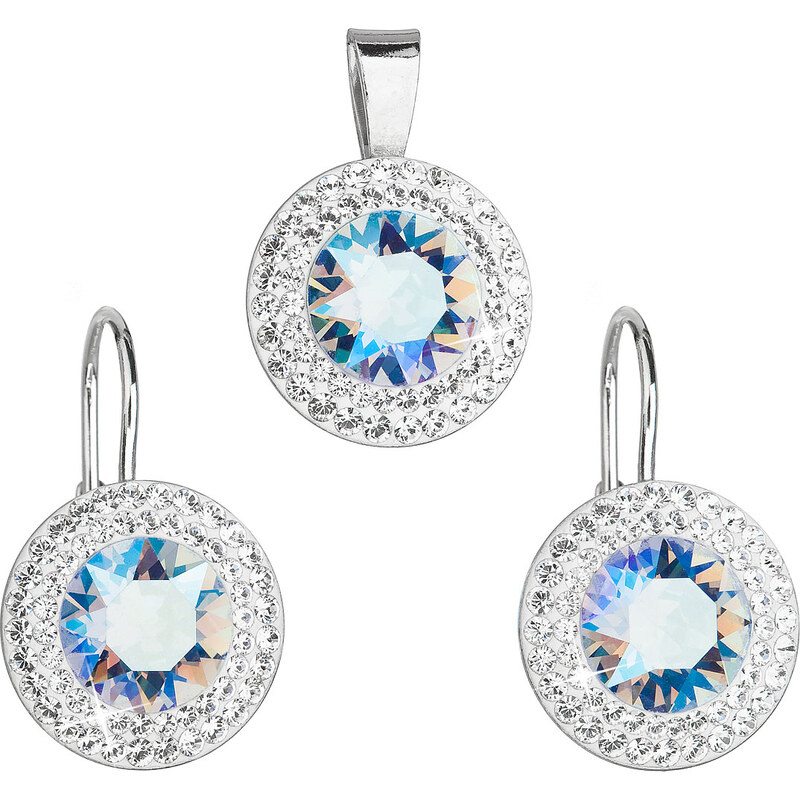 Sada šperků s krystaly Swarovski náušnice a přívěsek modré kulaté 74170627