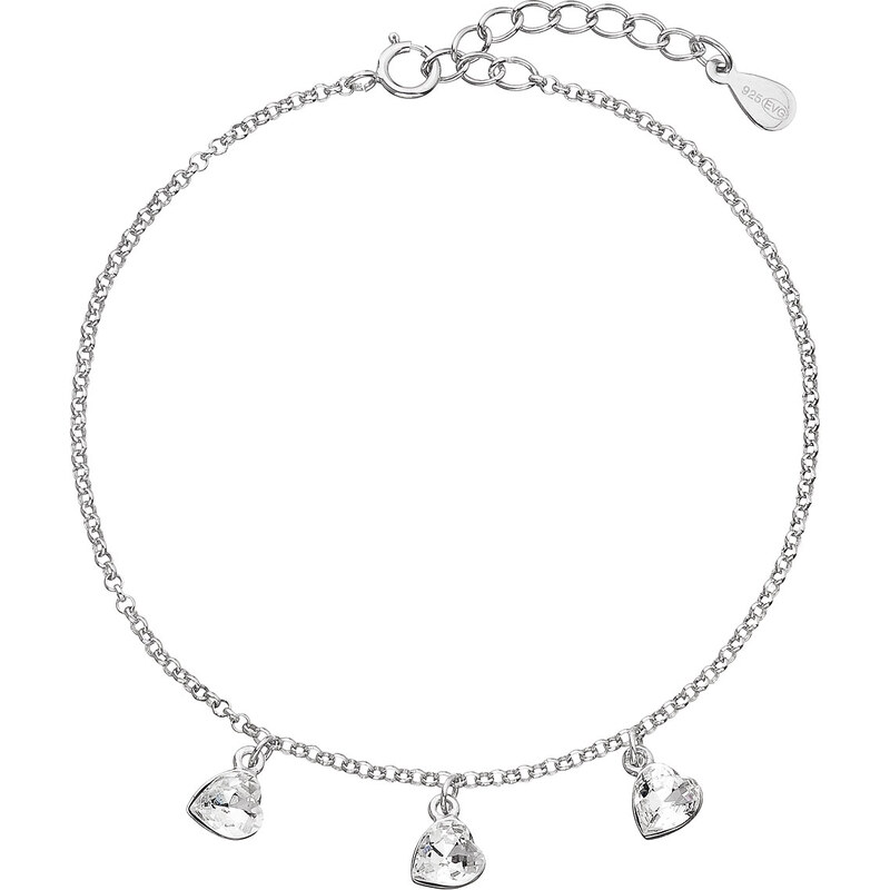 Stříbrný náramek se Swarovski krystaly bílé srdce 33108.1 74170607