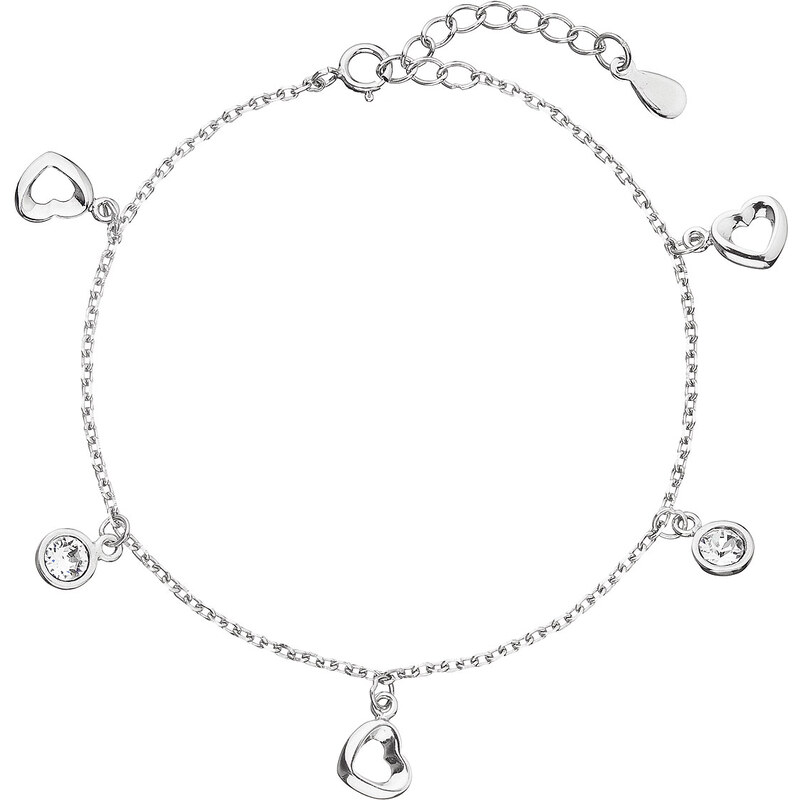 Stříbrný náramek se Swarovski krystaly bílé srdce 33110.1 29643387