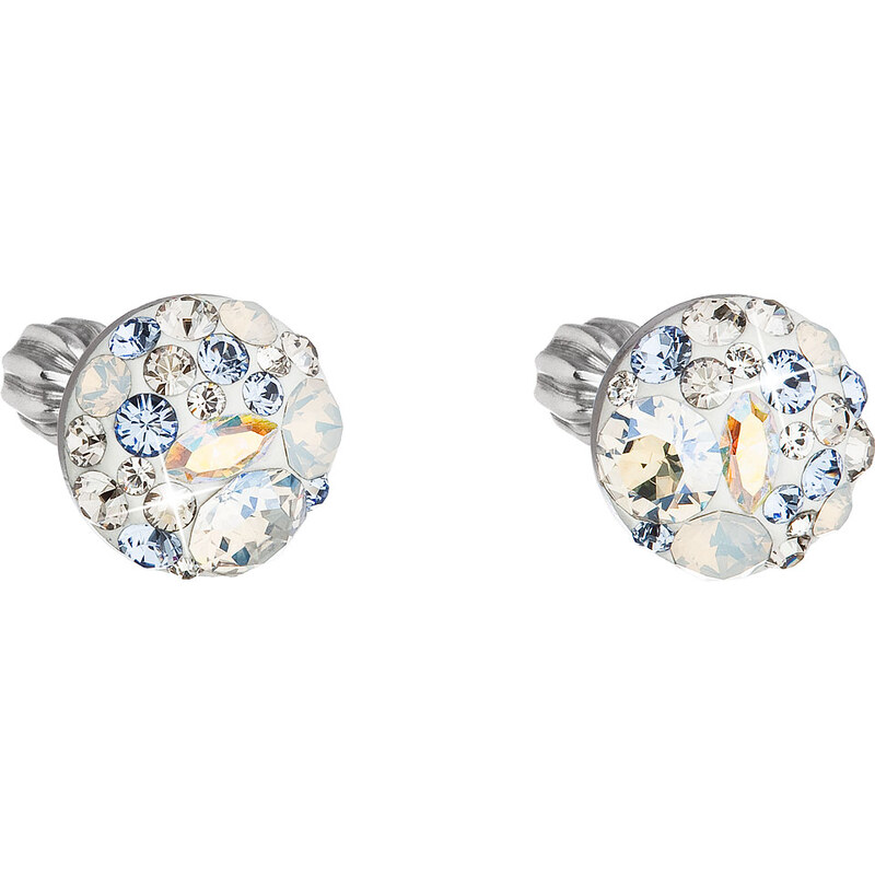 Stříbrné náušnice pecka s krystaly Swarovski modré kulaté 31336.3 74171334