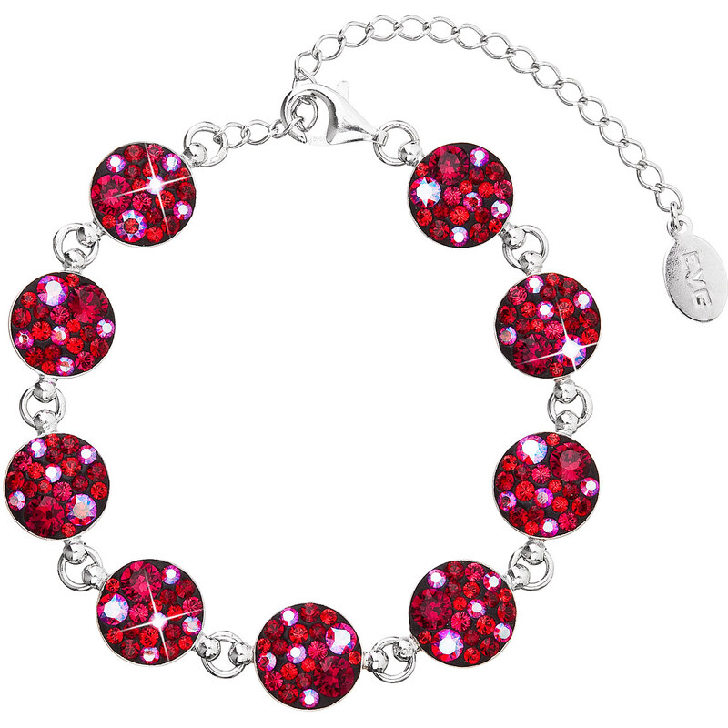 Stříbrný náramek se Swarovski krystaly červený 33048.3 cherry