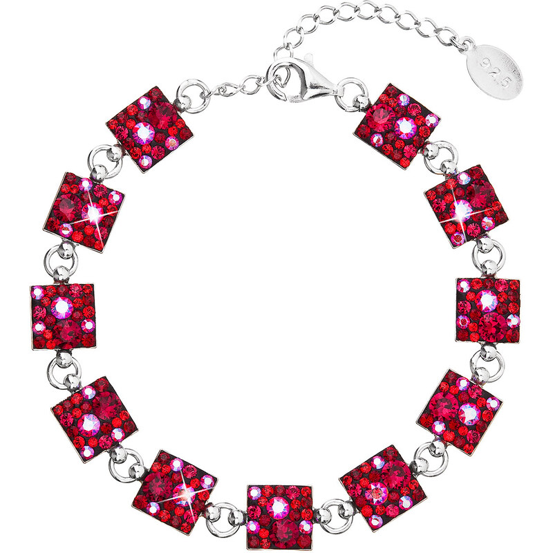 Stříbrný náramek se Swarovski krystaly červený 33047.3 cherry