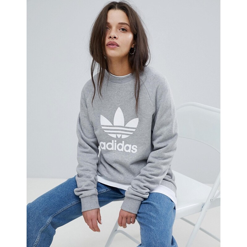 adidas Originals Trefoil Oversized Sweatshirt In Grey