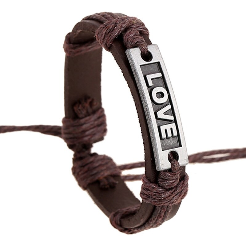 Buďchlap Pánský kožený náramek LOVE